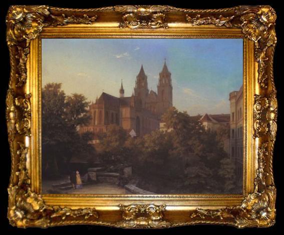 framed  Hermann Gemmel View of the Cathedral of Magdeburg, ta009-2